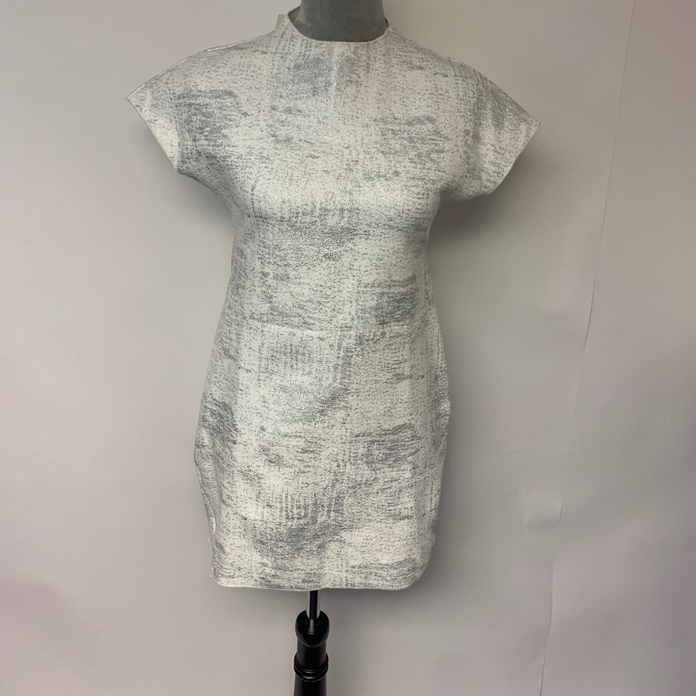 Zara Womens Mini Dress Metallic Bodycon Disco Party Sorority Bridal Shower SZ L